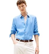 Tommy Hilfiger Men's Long Sleeve Casual Linen Button Down Shirts in Regular Fit