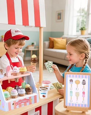 wooden ice cream set wood ice cream toy for kids 10pc ice cream toys wooden ice cream set toys 