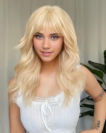 Long Curly Wigs with Bangs