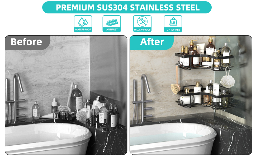 Bonn 1949 2 Pack Corner Shower Caddy,Strong adhesive Shower