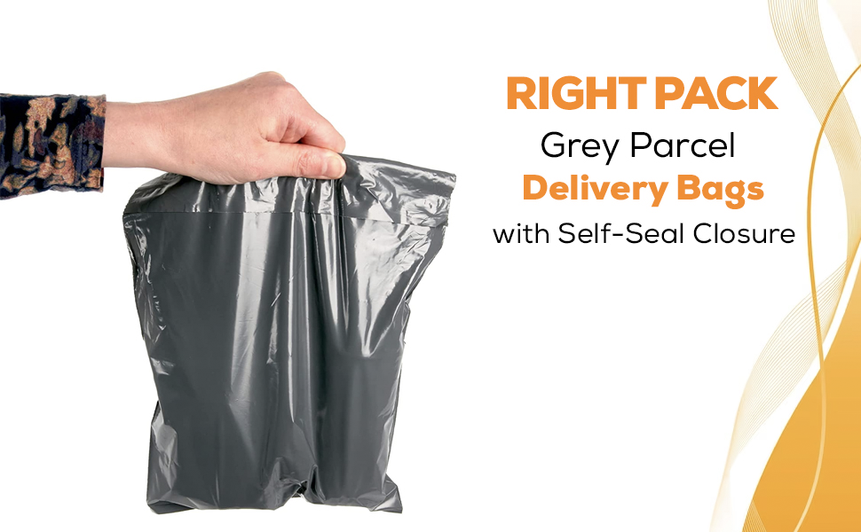 RIGHT PACK Mailing Bags Grey Parcel Delivery Bags with SelfSeal