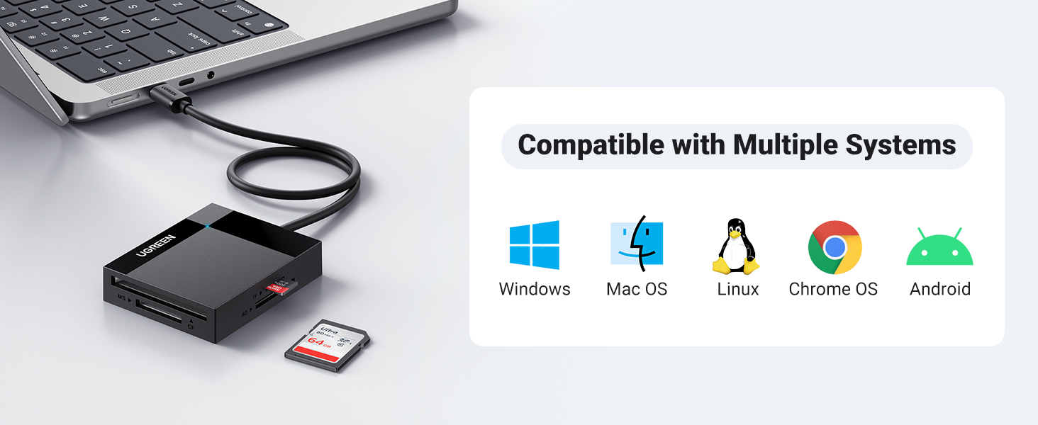 UGREEN SD Card Reader, 4IN1 USB C to SD Card Adapter, 5Gbps High