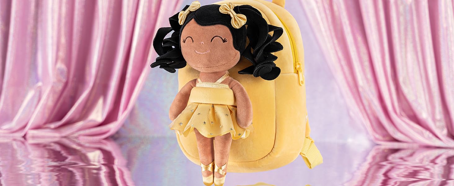 Gloveleya Toddler Backpack Baby Ballerina Girl Gifts Plush Curly Hair Ballet Backpack