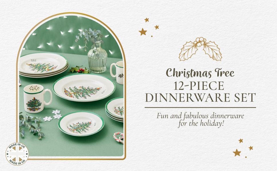 Amazon.com | Spode Christmas Tree 12-Piece Dinnerware Set (Service