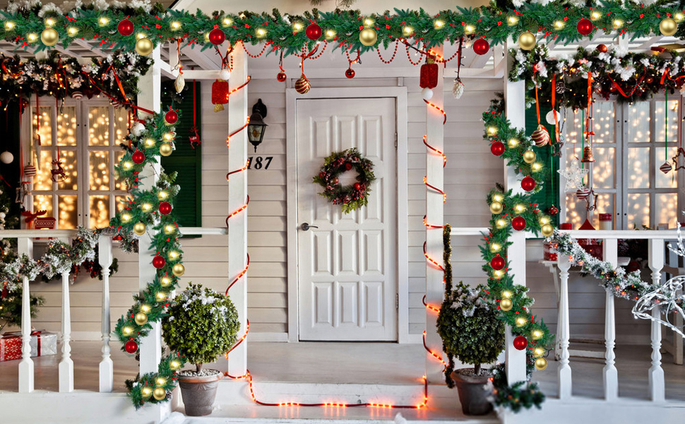 wucgea 2.7m Christmas Garland Outdoor Decorations Prelit Garland with