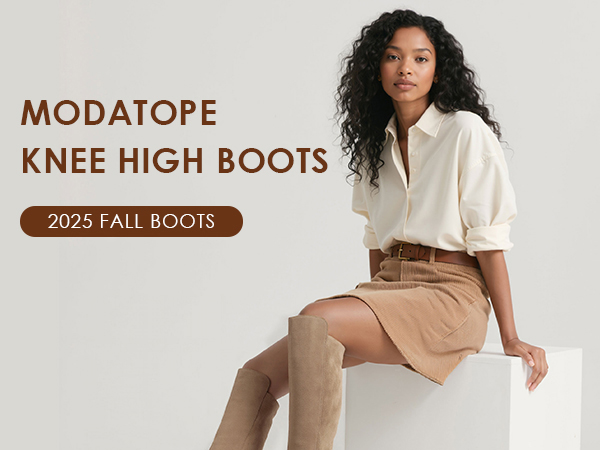 Amazon.com | Modatope Black Knee High Boots Women Flat