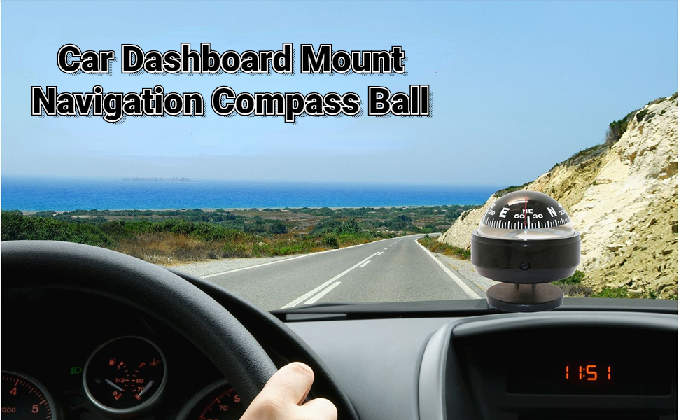 Car Dashboard Compass, KIMISS 7.5 * 6 * 6cm Car Navigation Compass Ball