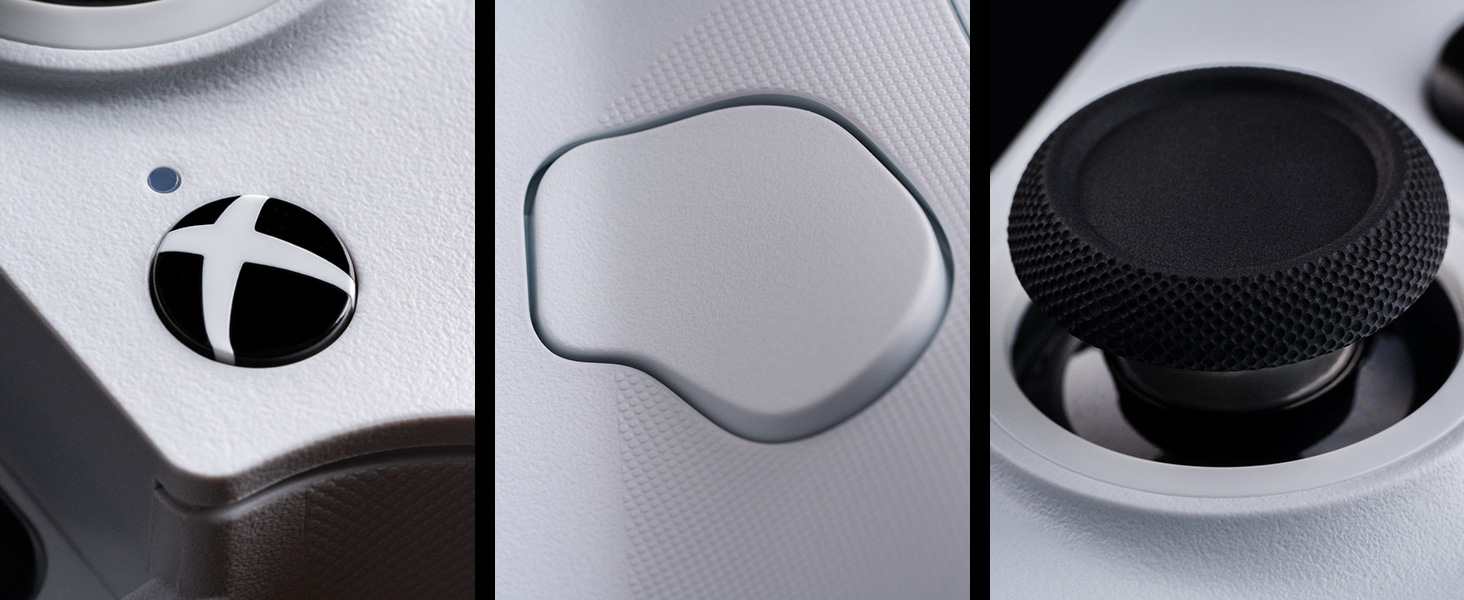 Xbox button. 2 Pro back paddle buttons. Wear-resistant metal joystick rings.