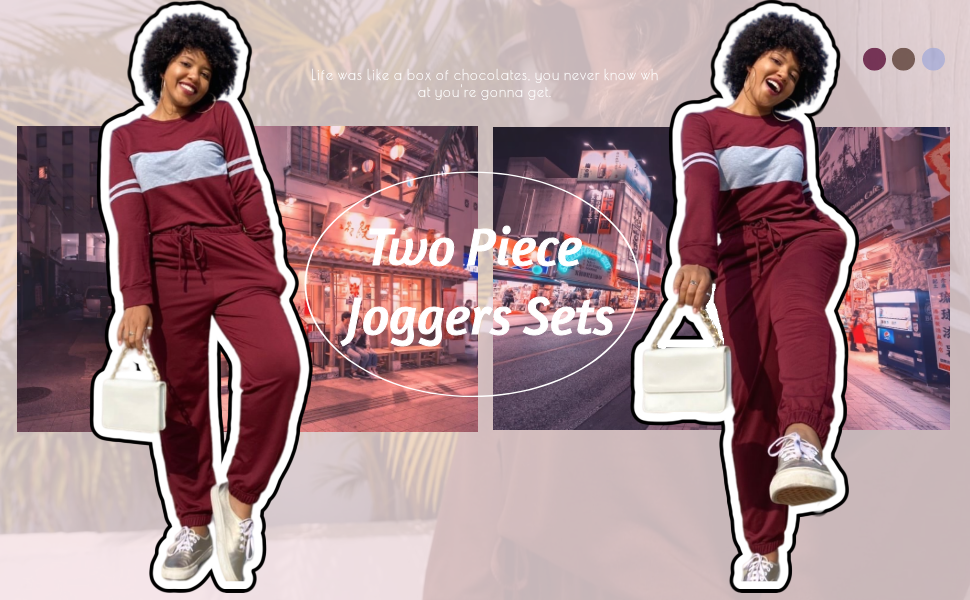 Wine Two Piece Joggers Sets Buyer Shows