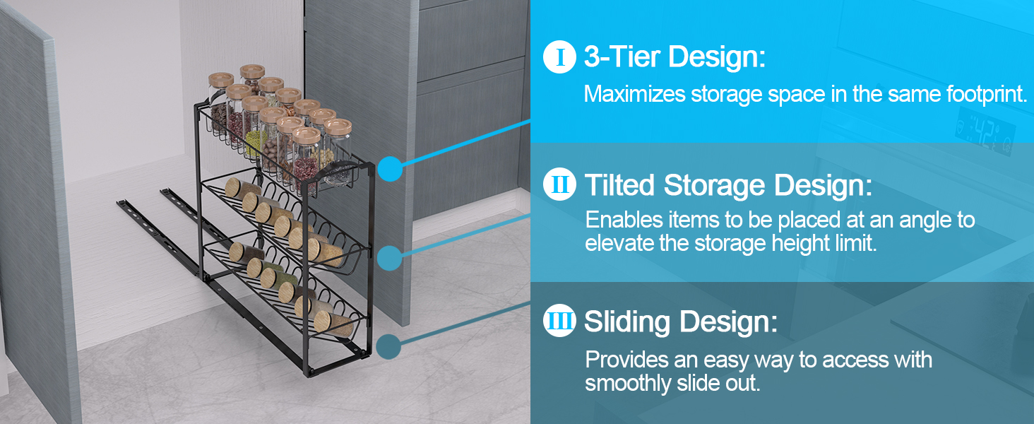 spice rack pull out cabinet organizer