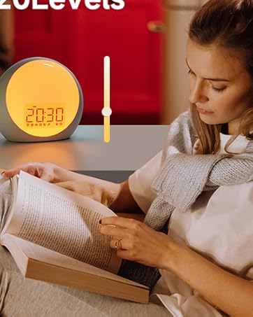 sunrise alarm clock with sound machine and night light