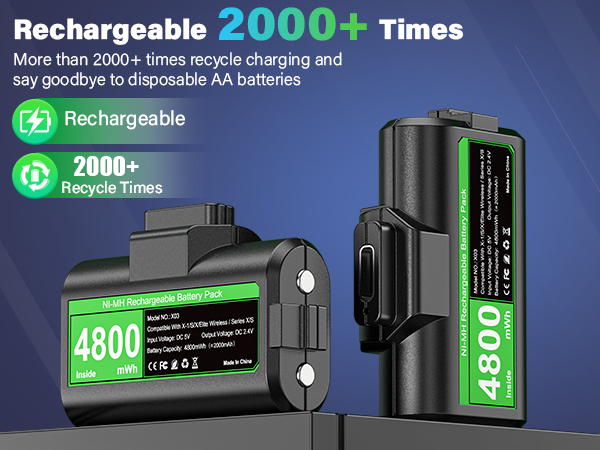 Xbox battery packs rechargeable battery for xbox one series s x controllers