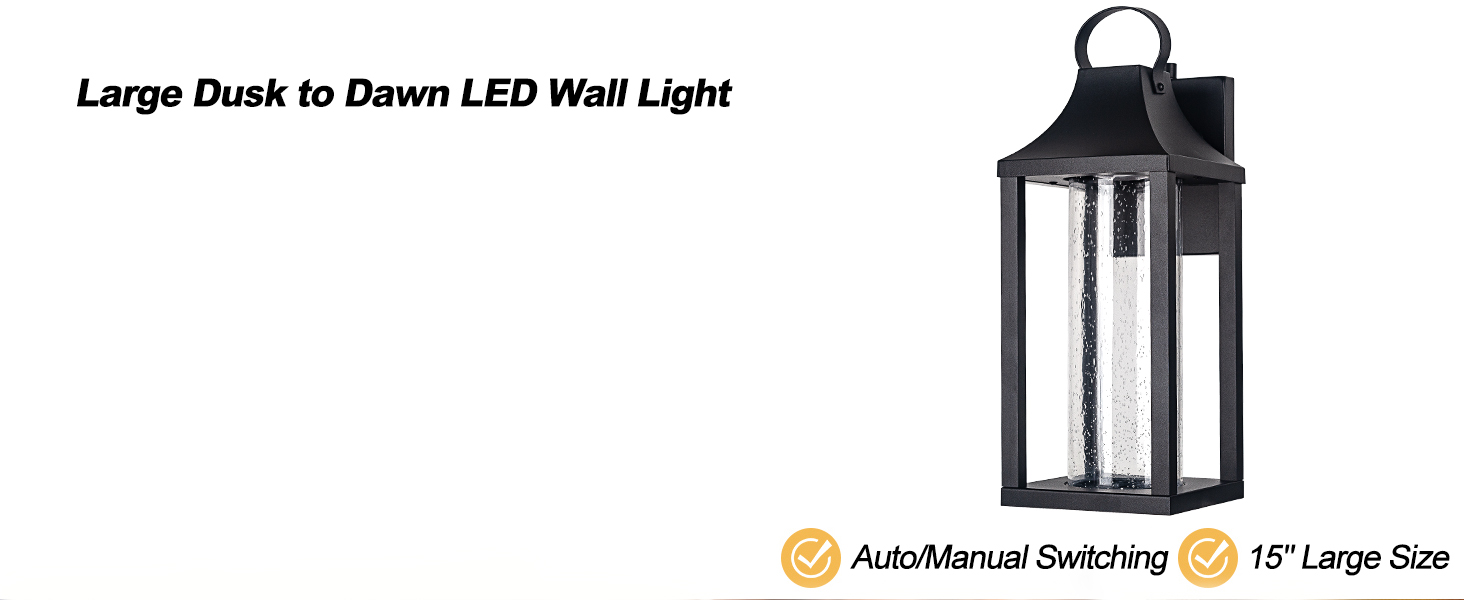 black dusk dawn led wall light fixture large outdoor wall lamp farmhouse wall mounted porch lantern