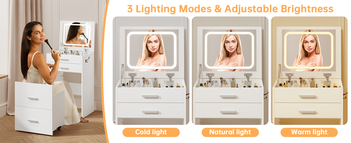 3 Lighting Modes & Adjustable Brightness