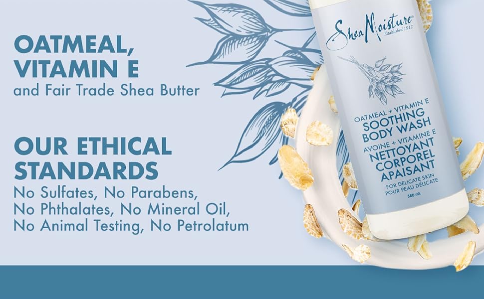 SheaMoisture Soothing Body Wash for Delicate Skin Oatmeal and Vitamin E Cruelty Free Skin Care
