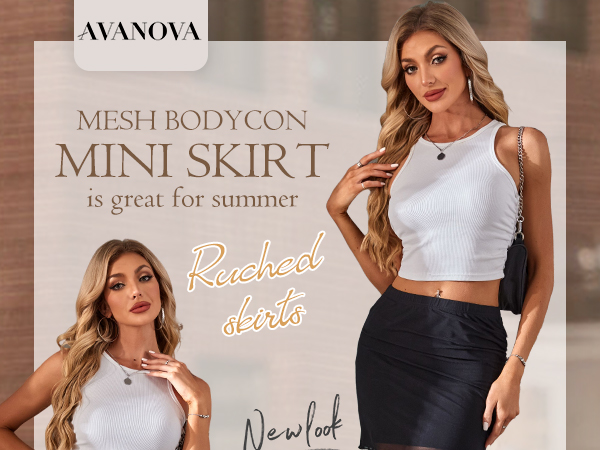 Amazon.com: Avanova Women Mini Skirt Sexy Mesh Bodycon