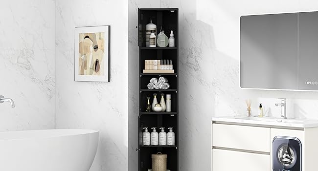Tall Corner Cabinet for Bathroom - Narrow Space Saving Storage
