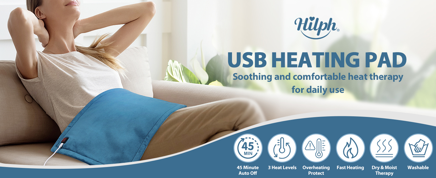 Hilph USB Heating Pad for Back, Shoulders, Abdomen, Legs, Arms