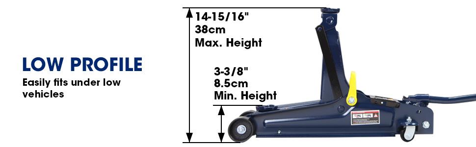 Torin TCE Hydraulic Low Profile Trolley Service/Floor Jack with Single Piston Lift Pump, 2.5 Ton
