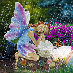 solar fairy angel elf girl garden statue outdoor yard lawn decor garden sculpture light gift
