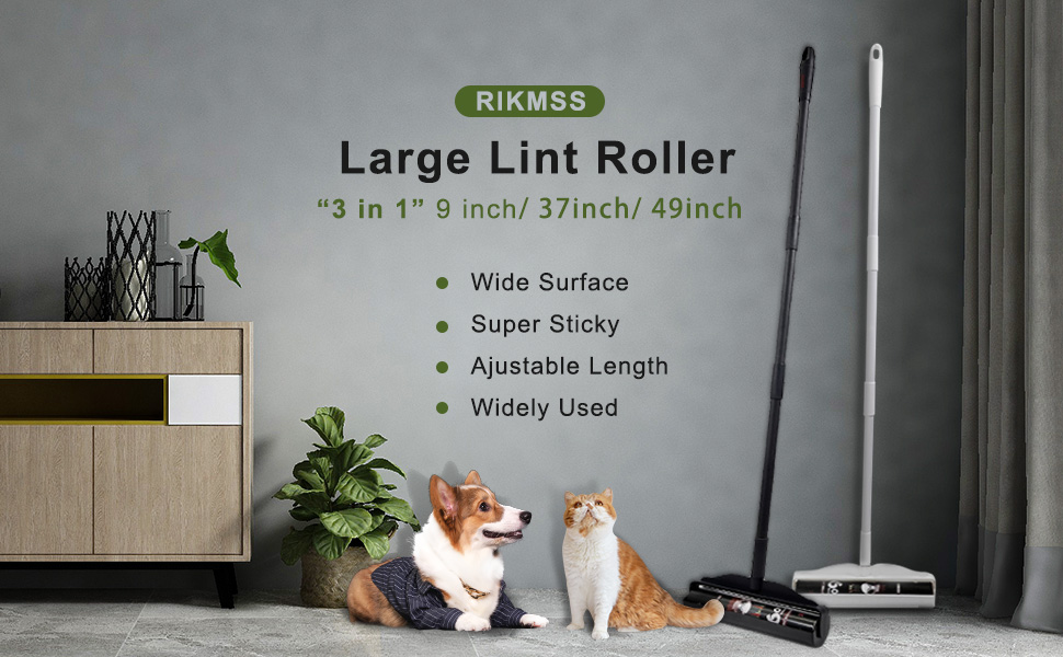 RIKMSS Large lint Roller for Pet Hair Extra Sticky, 9.5" Wide Giant Carpet Floor