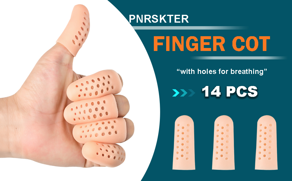 Gel Finger Cots, Finger Protector Support (14 PCS, Breathable NEW MATERIAL), Finger Sleeves