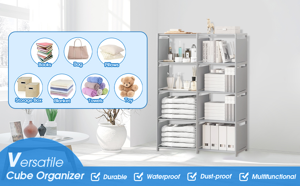 Cube Storage Unit,8 Cube Storage,Open Book Shelf,Closet for Family Study,Organiser Storage