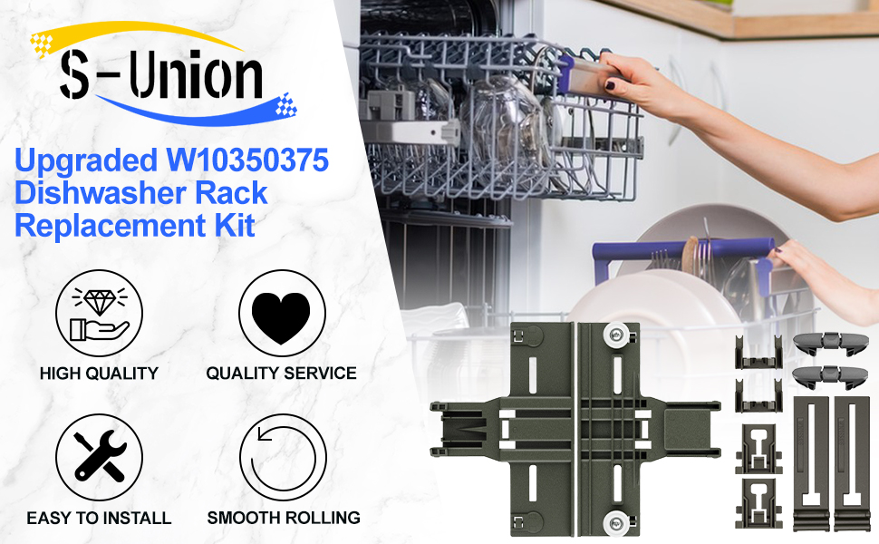 Upgraded W10350375 Dishwasher Top Rack Adjuster parts For