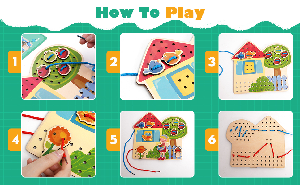 Lacing Wooden Threading Toys for Toddler,Montessori Toys for Babies