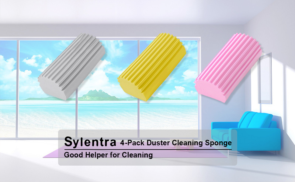 4Pack Damp Duster,Reusable Dust Cleaning Sponge,Brush for