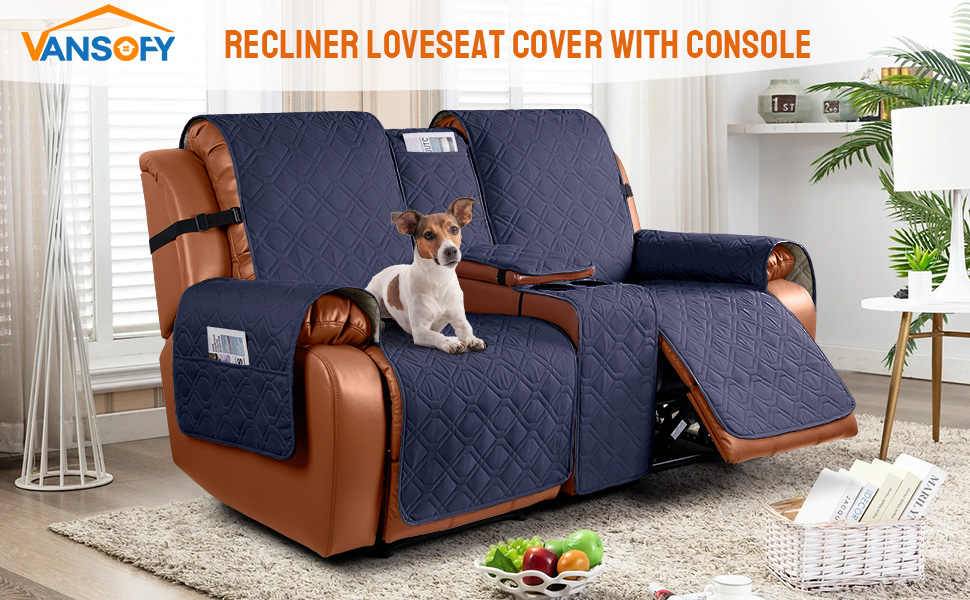 VANSOFY Loveseat Recliner Cover with Console 100