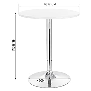 WOLTU Tavolino Da Bar Girevole Piano Rotondo Diametri 60 Cm Tavolo Da Cucina Bianco 19 bt02