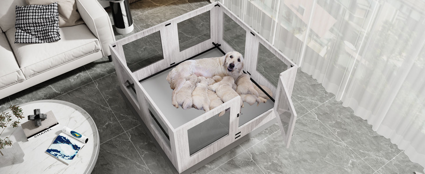 Large Dog Whelping Box Playpen Indoor Pet Giving Birth
