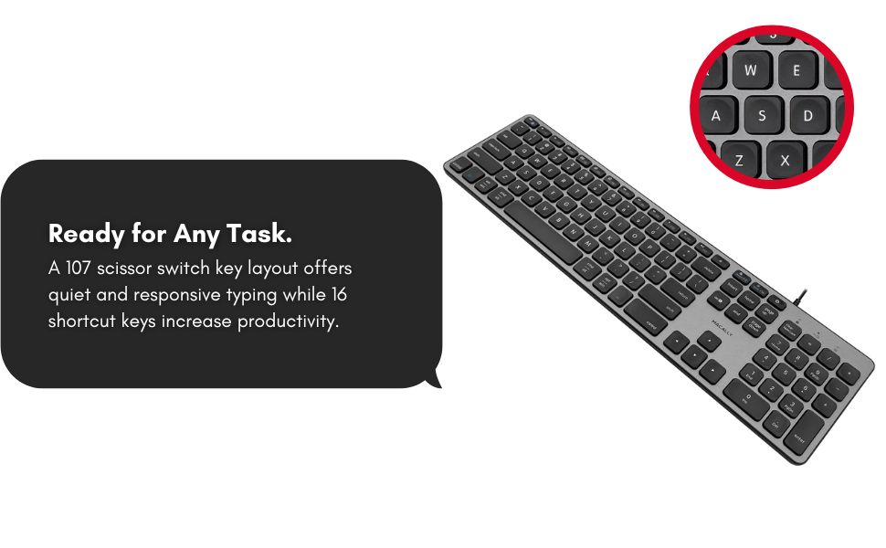 Macally Wired Keyboard for Mac and Windows Apple Keyboard