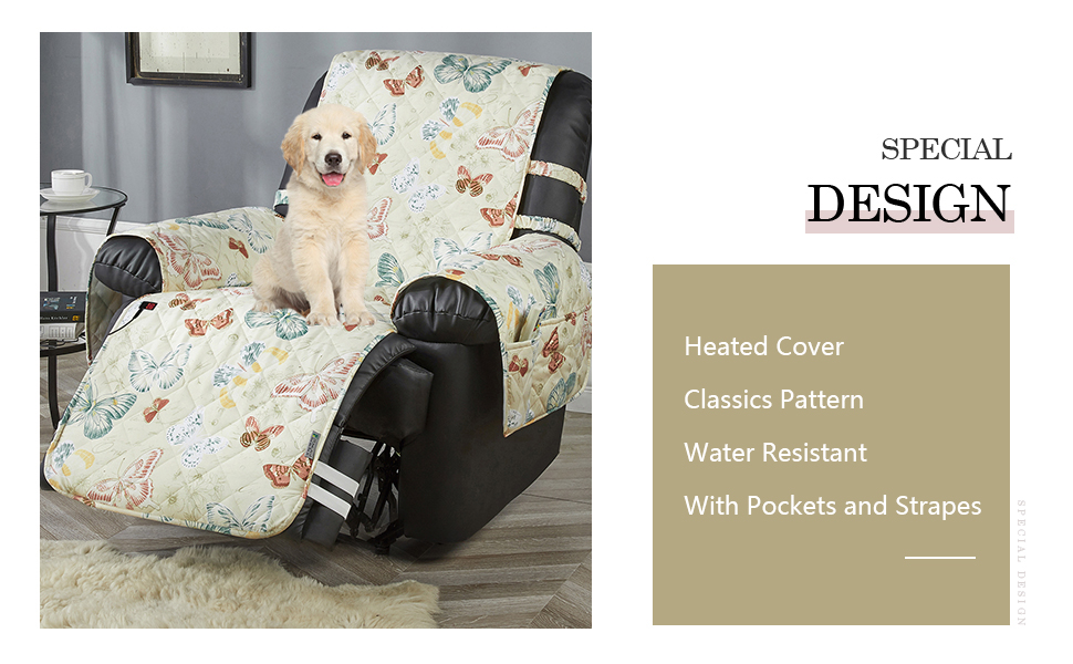 STONECREST Heated Recliner Cover, Water Resistant Print Recliner