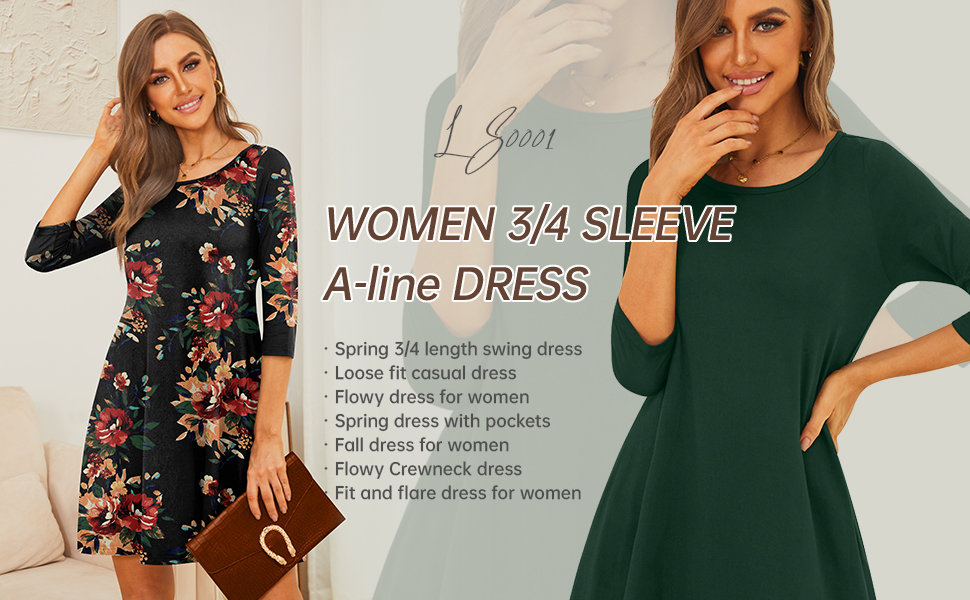 Amazon.com: Leafsay Women Summer Casual 3/4 Sleeve Dresses