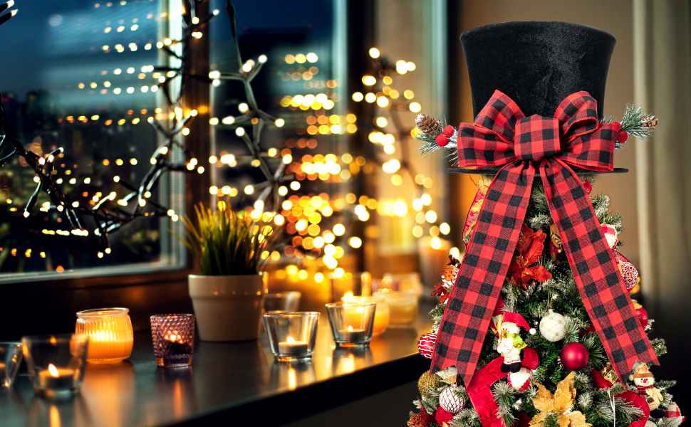 HMASYO Christmas Tree Topper Upgrade Large Black Tree Topper Hat with