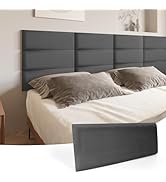 Art3d Peel and Stick Headboard for King, Full and Queen in Velvet Smoky Gray, Pack of 12 Panels S...