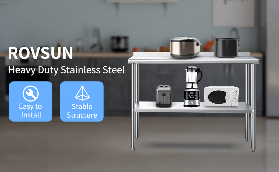 ROVSUN 36'' x 24'' Stainless Steel Table for Prep &
