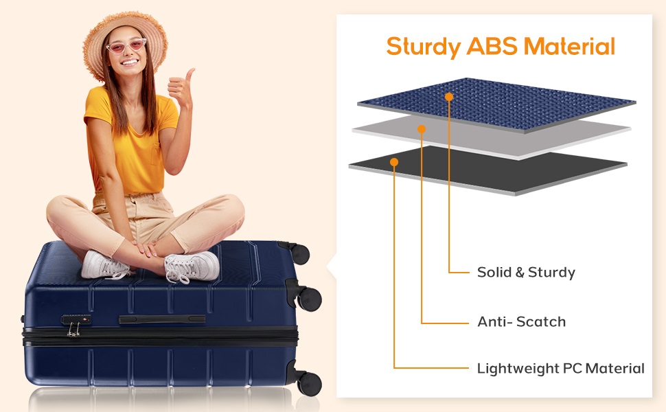 20 Inch CarryOn Luggage, Hard Shell Rolling Suitcase with