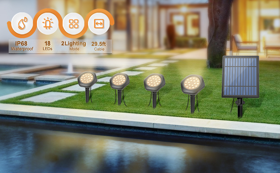 APONUO Pond Lights Led Underwater, Outdoor Spotlight Solar