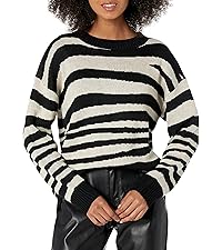Cable Stitch Women's Zebra Print Jacquard Sweater - Crewneck