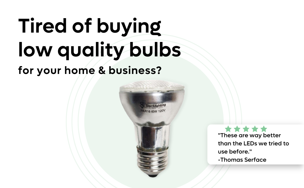 Sterl Lighting 6 Pack, PAR16 Halogen Light Bulb, 60W, 120V, Clear