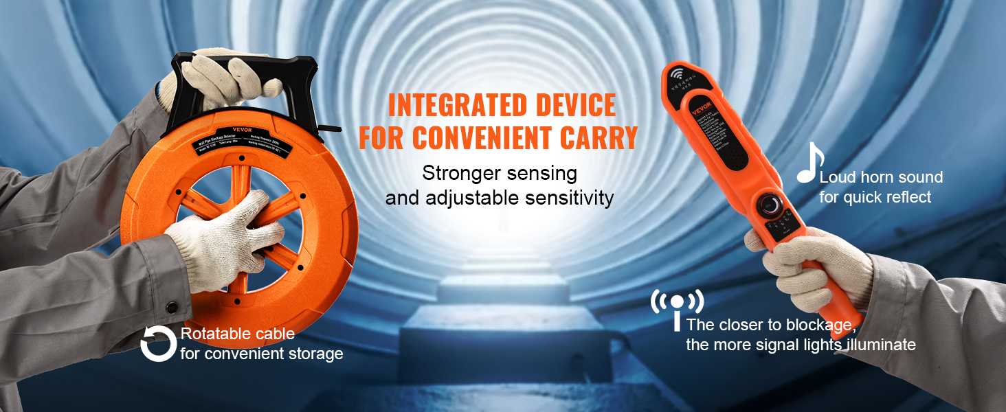 VEVOR Pipe Locators, 100ft/30m PVC Pipe Locators Underground, IP67