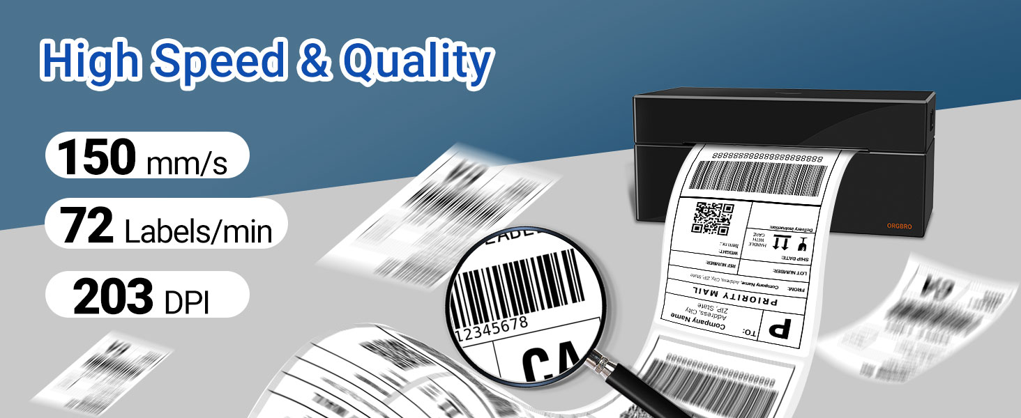 ORGBRO Thermal Shipping Label Printer, USB 4x6 Label