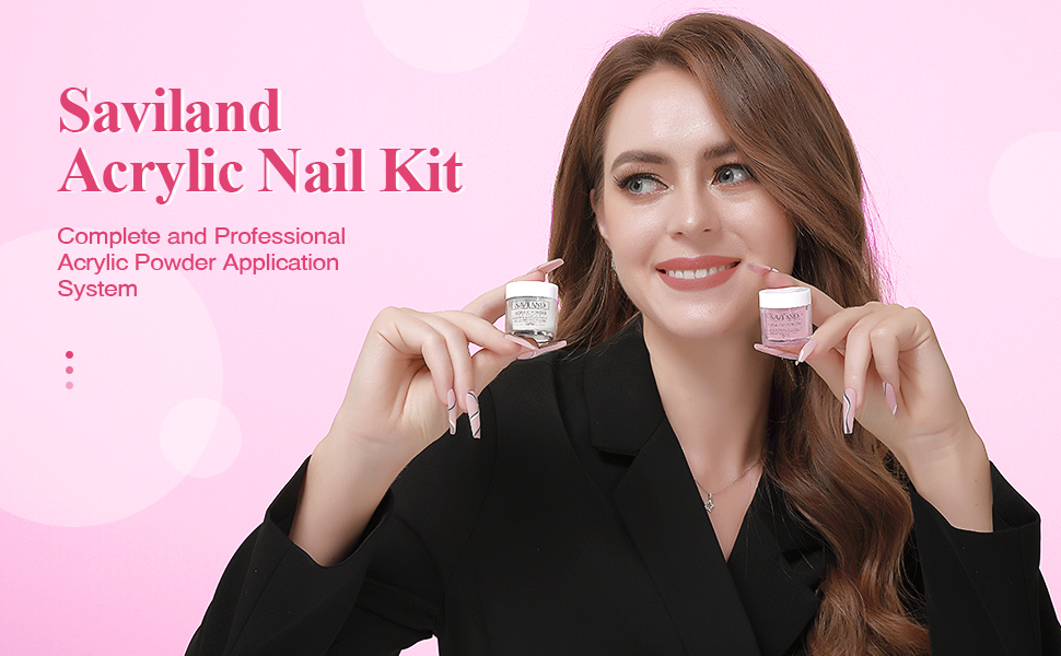 Saviland Acrylic Nail Kit 61 in 1 Nail Kit Set Complete Acrylic Powder Set with