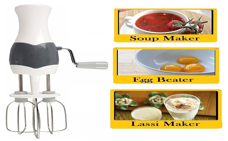Buy 4tens Stainless Steel Dual Blade Handheld Manual Hand Blender Mixer