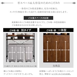 Amazon|ホームテイスト ヴィンテージ ごみ箱一体型食器棚 ごみ箱3つ Amazon|ホームテイスト ヴィンテージ ごみ箱一体型食器棚 ごみ箱3つ