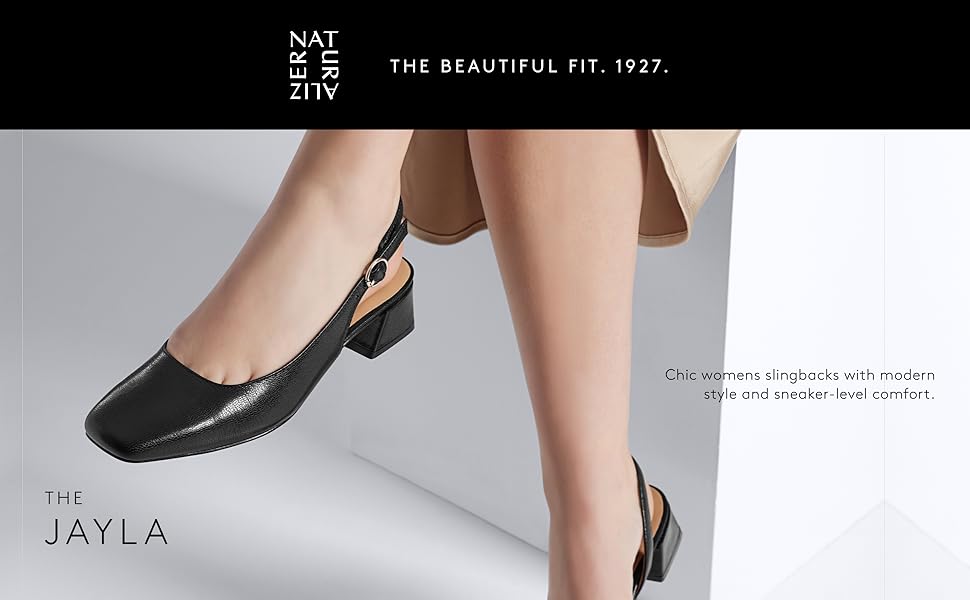 Chic women's slingbacks with modern style and sneaker-level comfort.