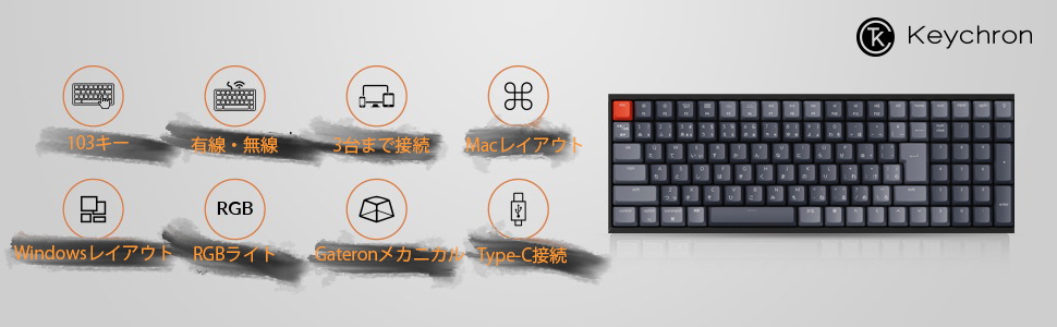 Keychron K4 ワイヤレスメカニカルキーボード　RGB 日本語配列 Keychron K4 Pro Mac英語配列 iPad対応 ワイヤレス メカニカル